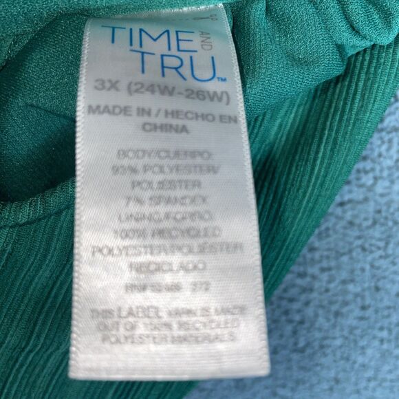 Time And Tru Swimwear Womens 3X Green Tankini Stretch Swim Top Beach Vacation - Picture 7 of 9